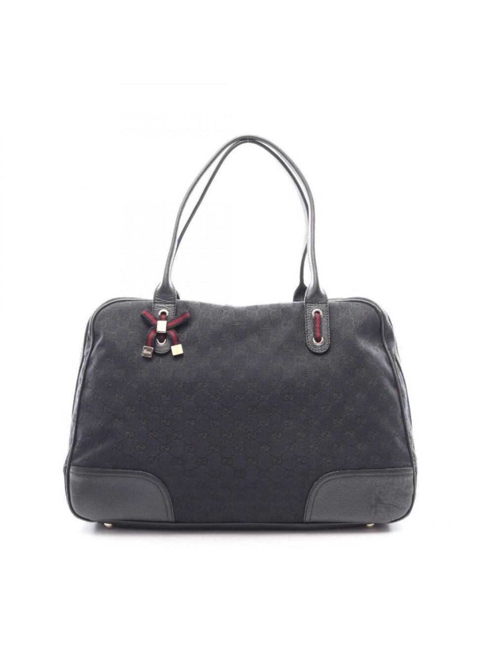 Gucci Shoulder Bag Princy GG Canvas Sherry Line Black Ribbon